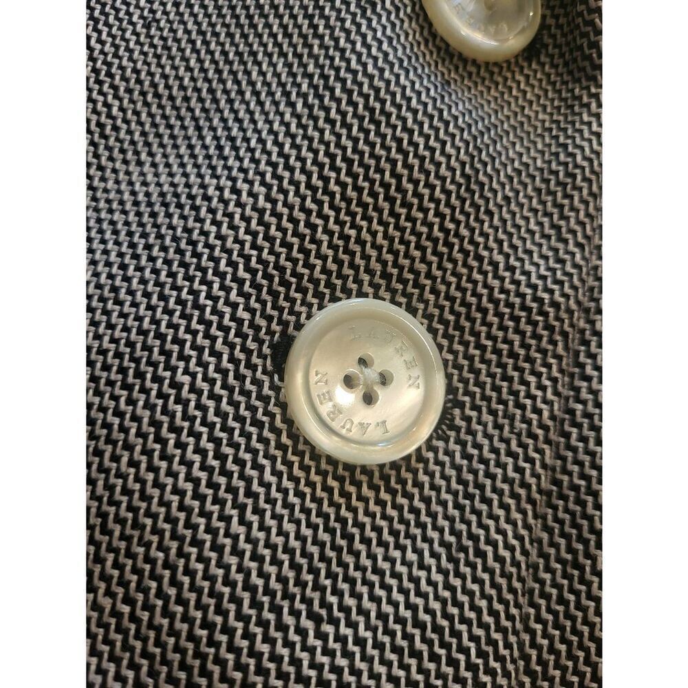 Lauren Ralph Lauren Jacket Women's 10 Petite  Black White Zigzag Linen Woven - Picture 5 of 5
